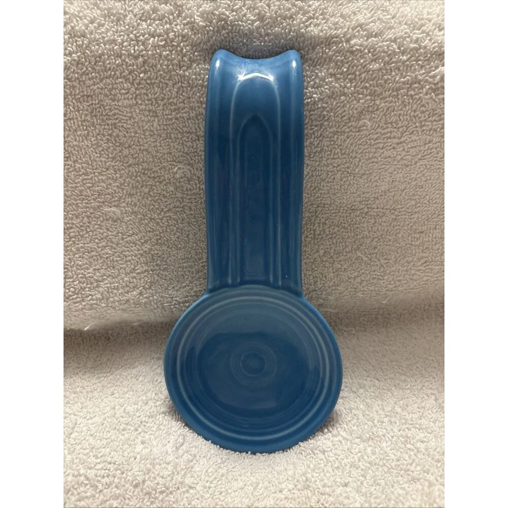 Vintage Fiestaware Collectible Peacock Kitchen  Teal Kitchy Cute Spoon Rest  USA